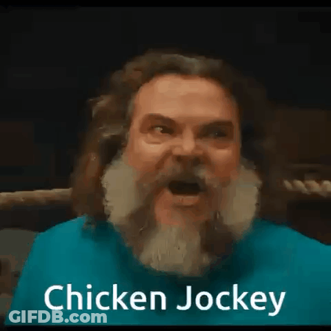 Man With Beard Making Funny Face Chicken Jockey GIF