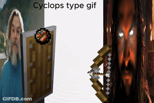 Man With Beard Next To Shield And Sword GIF