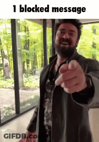 Man With Beard Pointing At Camera 1 Blocked Message GIF