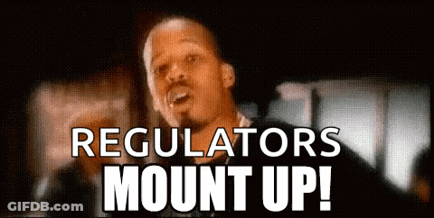 Man With Beard Regulators Mount Up GIF