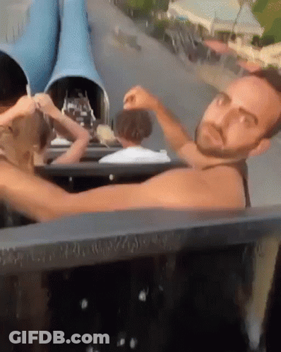 Man With Beard Riding Roller Coaster GIF