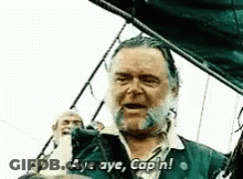 Man With Beard Saying Aye Aye Captain GIF
