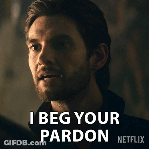 Man With Beard Saying I Beg Your Pardon Netflix Poster GIF