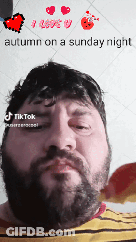 Man With Beard Saying I Love U Autumn GIF