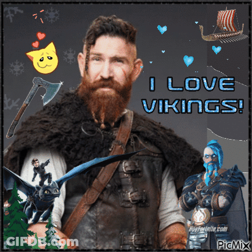 Man With Beard Saying I Love Vikings GIF