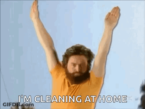 Man With Beard Saying Im Cleaning At Home GIF