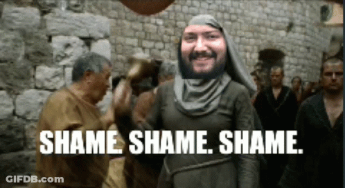 Man With Beard Saying Shame GIF