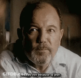 Man With Beard Saying They Do Evil Because Of Fear GIF