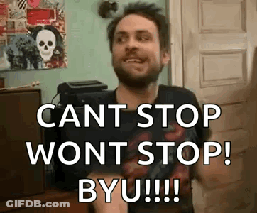 Man With Beard Says Cant Stop Wont Stop BYU GIF