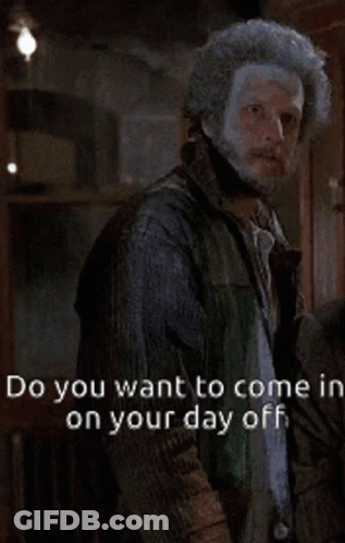 Man With Beard Says Do You Want To Come In On Your Day Off Neva GIF