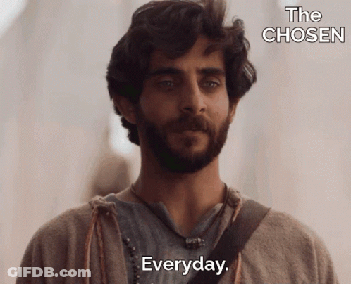 Man With Beard Says Everyday In Front Of The Chosen Sign GIF