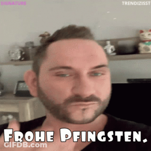 Man With Beard Says Frohe Pfingsten GIF