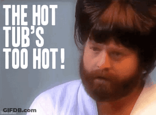 Man With Beard Says Hot Tub Too Hot GIF