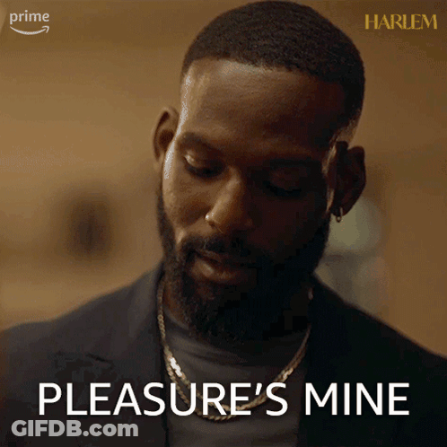 Man With Beard Says Pleasure's Mine Wearing Necklace GIF
