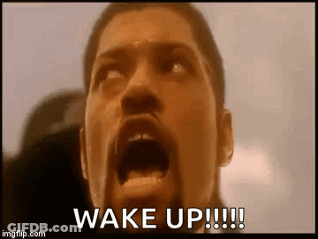Man With Beard Shouting Wake Up GIF