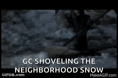 Man With Beard Shoveling Snow GIF