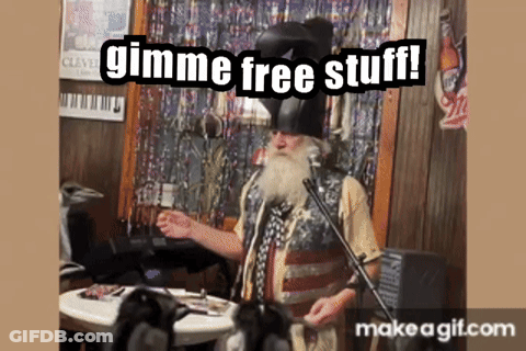Man With Beard Singing Gimme Free Stuff GIF