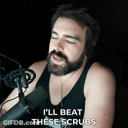 Man With Beard Singing I'll Beat These Scrubs GIF