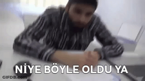 Man With Beard Sitting At Laptop Says Niye Böyle Oldu Ya GIF