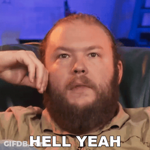 Man With Beard Sitting In Chair Hell Yeah GIF