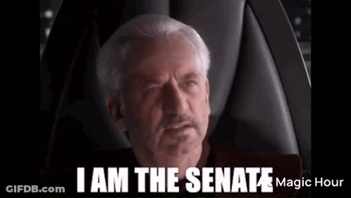 Man With Beard Sitting In Chair Says I Am The Senate GIF