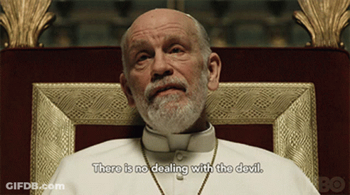 Man With Beard Sitting In Chair There Is No Dealing With The Devil GIF