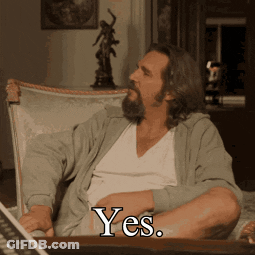 Man With Beard Sitting In Chair Yes GIF