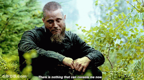 Man With Beard Sitting In Woods Says There Is Nothing That Can Console Me Now GIF