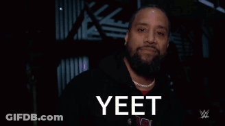 Man With Beard Smiling At Yeet Sign GIF