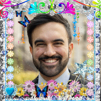 Man With Beard Smiling In Colorful Frame GIF