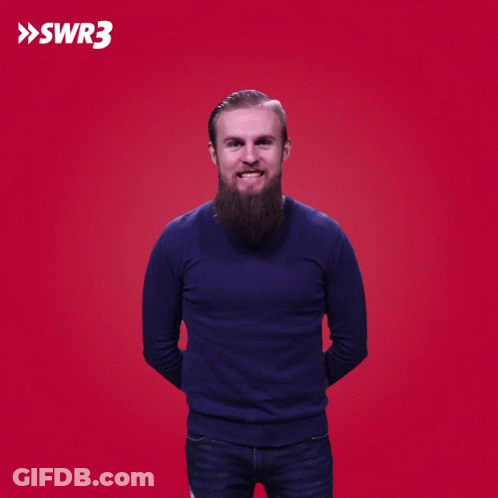 Man With Beard Smiling In Front Of SWR3 GIF