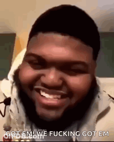 Man With Beard Smiling Saying Got Em GIF