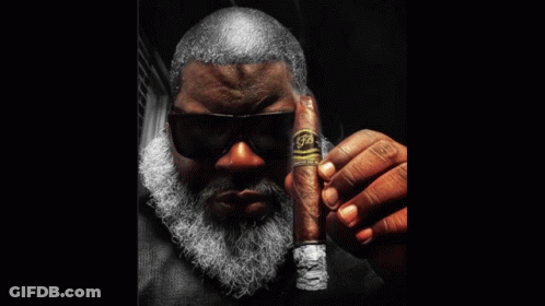 Man With Beard Smoking Blue Cigar GIF