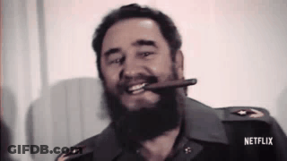 Man With Beard Smoking Cigar And Smiling GIF