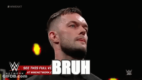 Man With Beard Standing Before Bruh Sign GIF