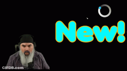 Man With Beard Standing Before New Sign GIF
