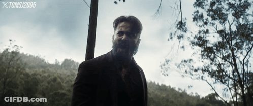 Man With Beard Standing In Forest Toms 2005 GIF