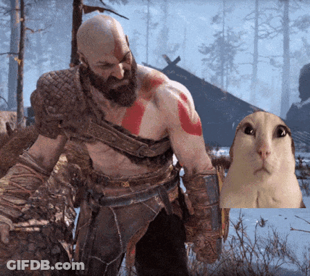Man With Beard Standing Next To Rabbit GIF