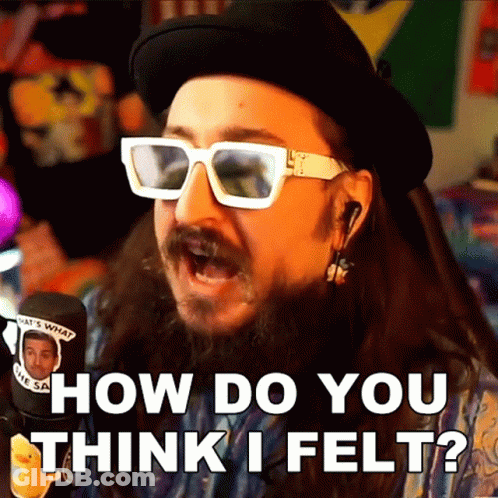 Man With Beard Sunglasses And Hat Asking How I Felt GIF