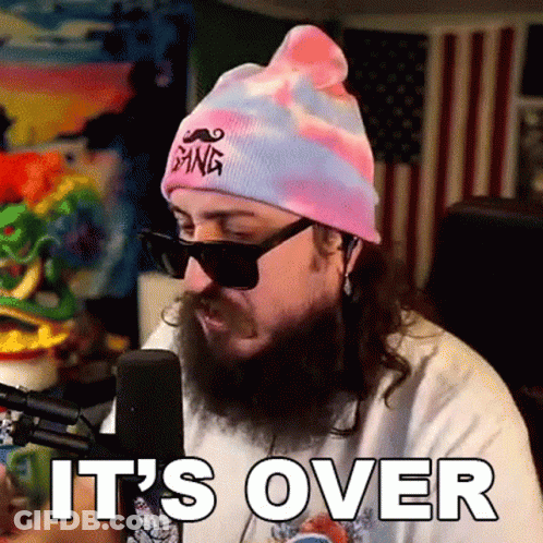 Man With Beard Sunglasses And Hat Says Its Over GIF