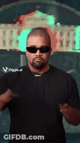 Man With Beard Sunglasses And Kanye West Name Tag GIF