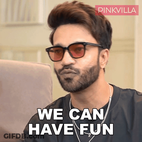 Man With Beard Sunglasses And Necklace Says We Can Have Fun GIF