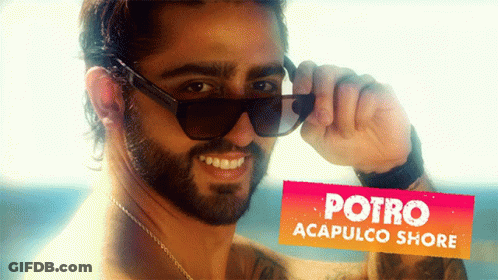 Man With Beard Sunglasses And Potro Acapulco Shore Sign GIF