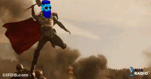 Man With Beard Sunglasses Holding Hammer And Cape GIF