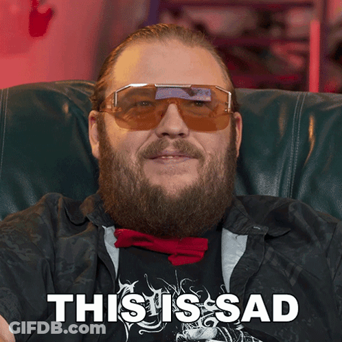 Man With Beard Sunglasses Red Bow Tie Says This Is Sad GIF