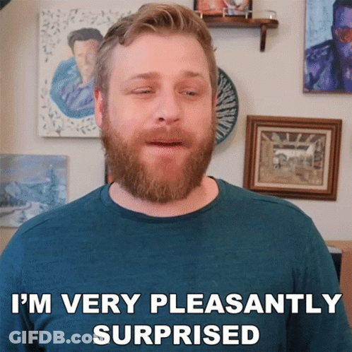 Man With Beard Surprised At Paintings GIF