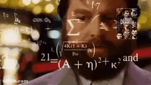Man With Beard Surrounded By Math Equations A + N GIF