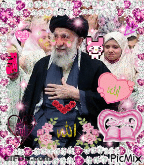 Man With Beard Surrounded By Pink Flowers GIF