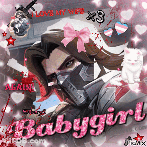 Man With Beard Surrounded By Pink Hearts Bucky De Kaii GIF
