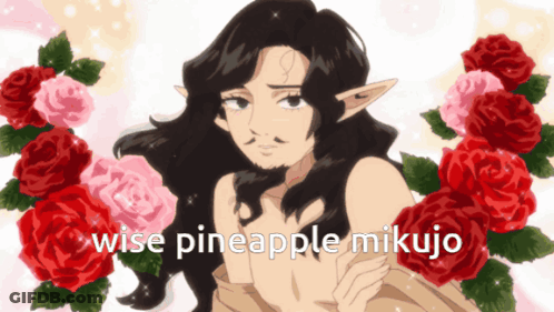 Man With Beard Surrounded By Roses GIF